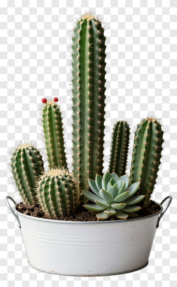Cactus Arrangement In A White Pot PNG