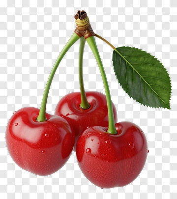Fresh Red Cherries With Leaf PNG