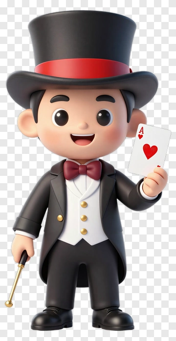 Cartoon Magician Holding An Ace Of Hearts PNG