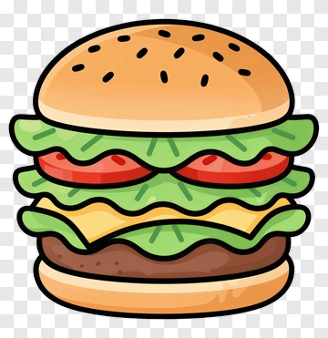 Cartoon Cheeseburger With Lettuce And Tomato PNG
