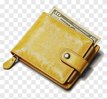 Yellow Wallet With Cash PNG
