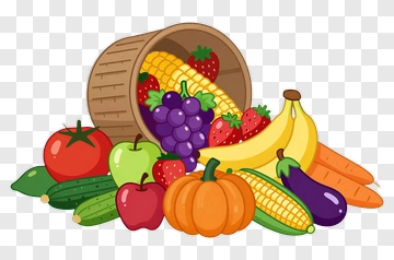 Colorful Fruit And Vegetable Basket PNG
