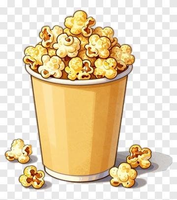 Cartoon Popcorn Bucket Filled With Popcorn PNG