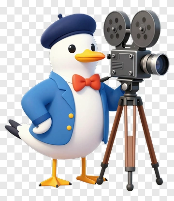 Cartoon Duck Filming With A Movie Camera PNG