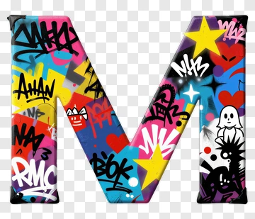 Colorful Graffiti Letter M PNG