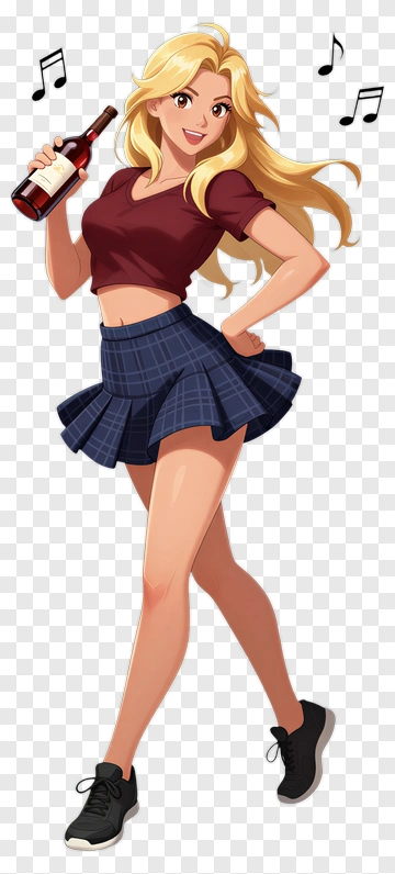 Cartoon Woman Holding A Bottle PNG