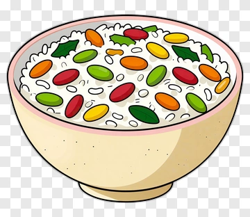 Colorful Bowl Of Rice With Candies PNG