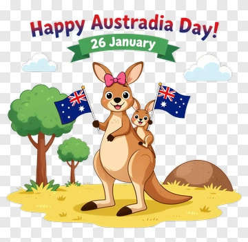 Cartoon Kangaroo Celebrating Australia Day PNG