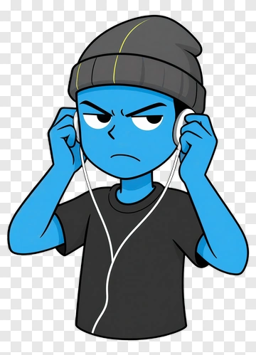 Cartoon Boy Listening To Music PNG