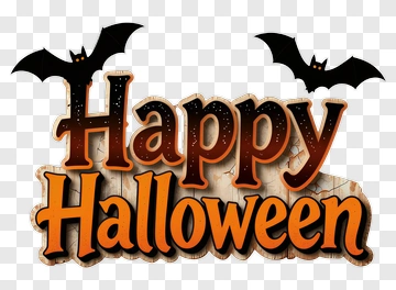 Happy Halloween Sign With Bats PNG