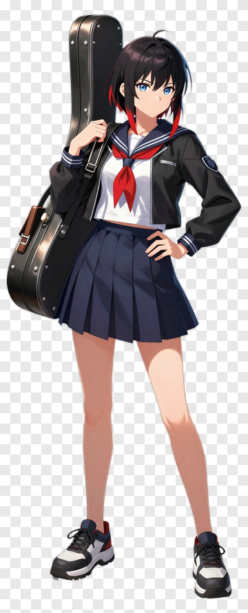 Anime Girl Holding A Guitar PNG