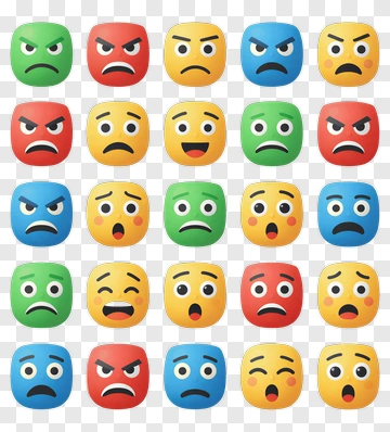 Collection Of Colorful Emotion Faces PNG
