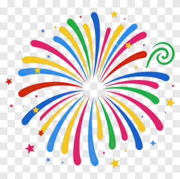 Colorful Firework Burst With Stars PNG