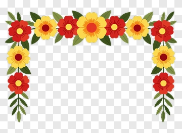 Colorful Floral Frame PNG