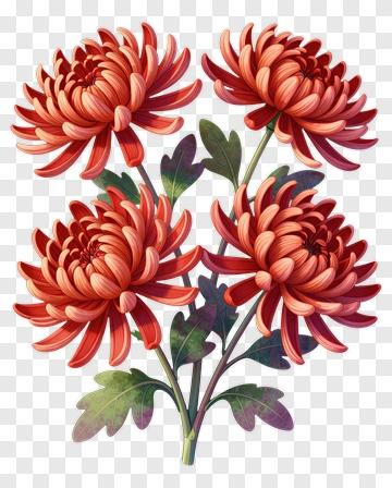 Red Chrysanthemum Flower Bouquet PNG