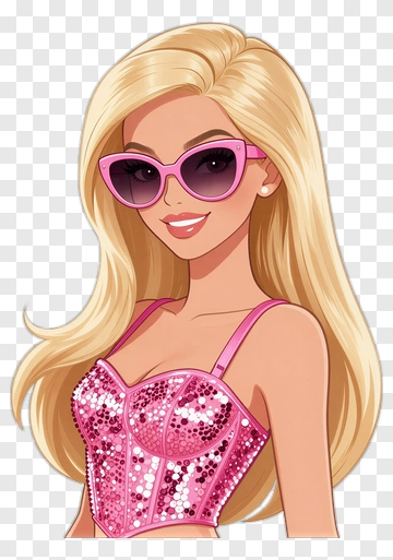 Stylish Cartoon Woman With Pink Sunglasses PNG