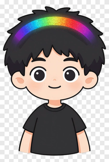 Cartoon Boy With Rainbow Headband PNG