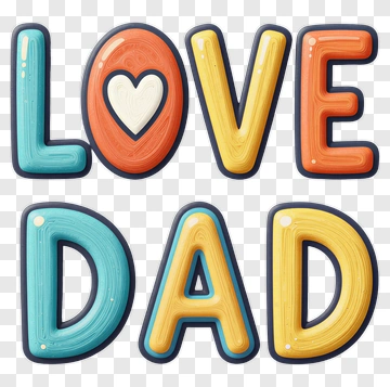 Colorful Love Dad Text Design PNG