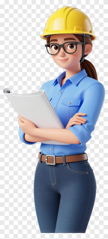 3D Female Construction Worker Holding A Clipboard PNG