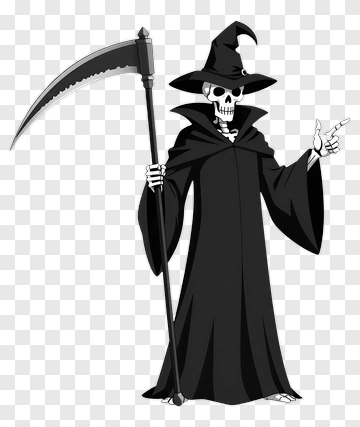 Cartoon Grim Reaper Holding A Scythe PNG