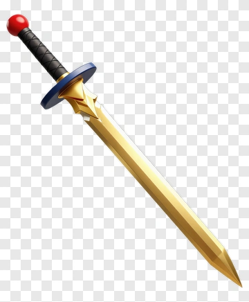 Golden Sword With Black And Blue Handle PNG