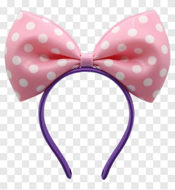 Pink Polka Dot Bow Headband PNG