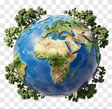 3D Earth Surrounded By Trees PNG