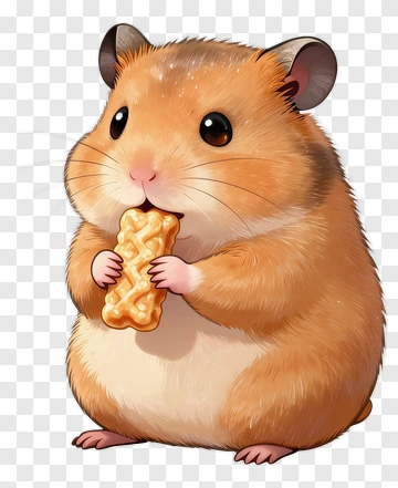 Cute Cartoon Hamster Eating A Snack PNG
