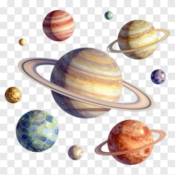Colorful Planets In Space PNG