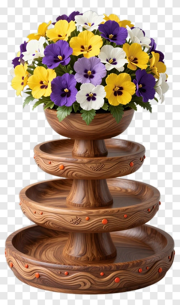 Flower Bouquet In Wooden Stand PNG