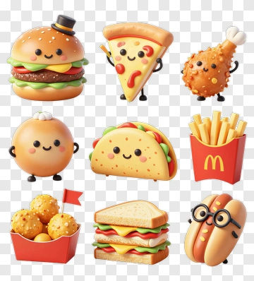 Cartoon Fast Food Characters PNG