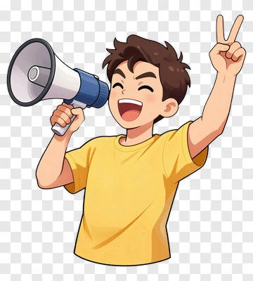 Cartoon Boy Holding A Megaphone PNG