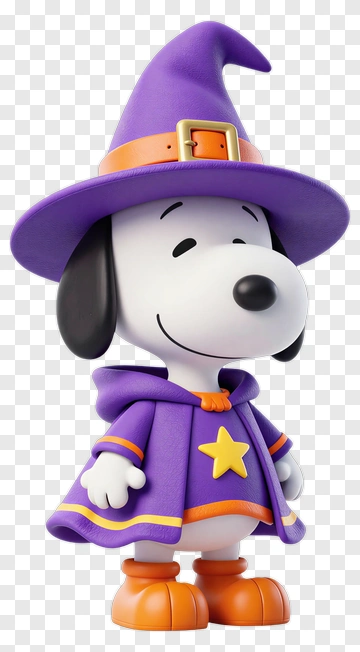 Cartoon Dog In A Purple Halloween Costume PNG
