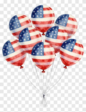 Patriotic Balloons With American Flag Design PNG