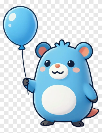 Cartoon Bear Holding A Blue Balloon PNG