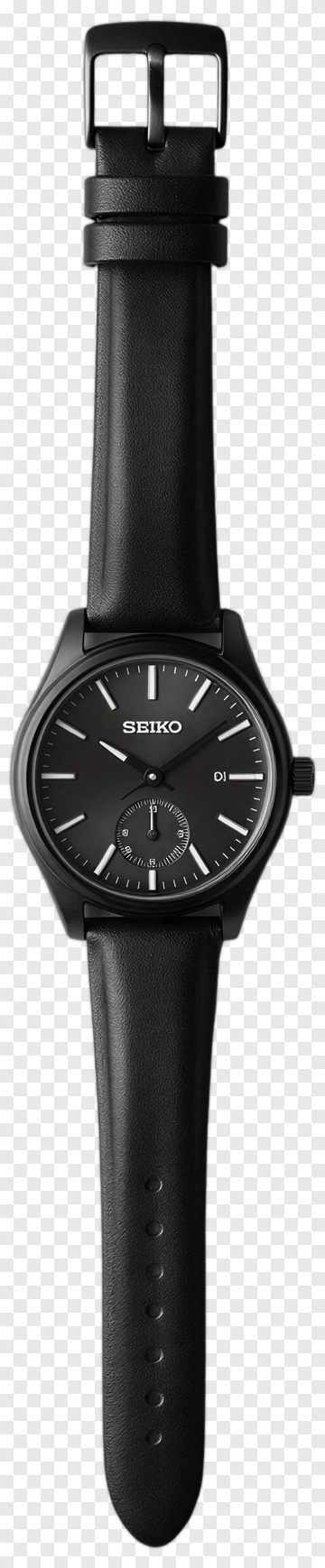 Black Seiko Watch With Leather Strap PNG