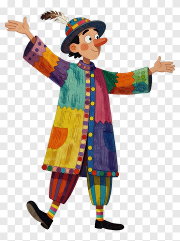 Colorful Clown In A Festive Outfit PNG