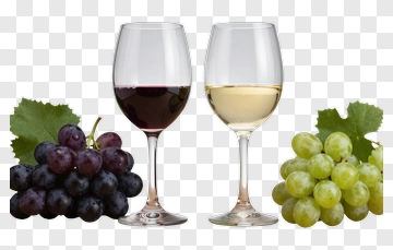 Red And White Wine Glasses With Grapes PNG