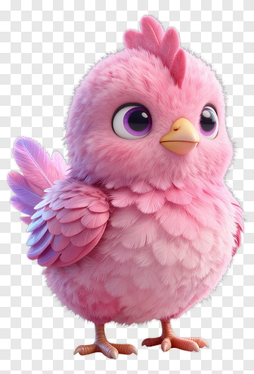 3D Pink Bird With Big Eyes PNG