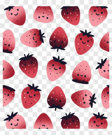 Colorful Cartoon Strawberries Pattern PNG