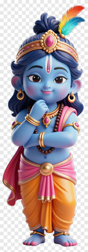 3D Krishna Figure With Colorful Attire PNG