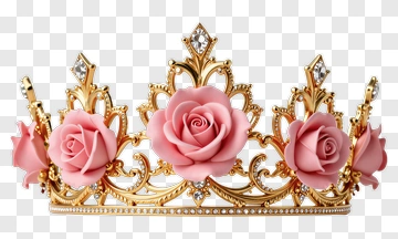 Gold Crown With Pink Roses PNG
