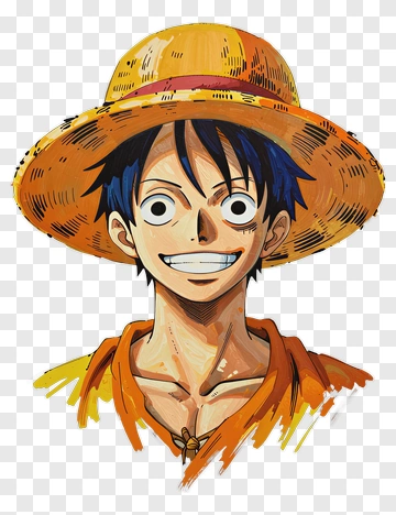 Cartoon Character With Straw Hat PNG