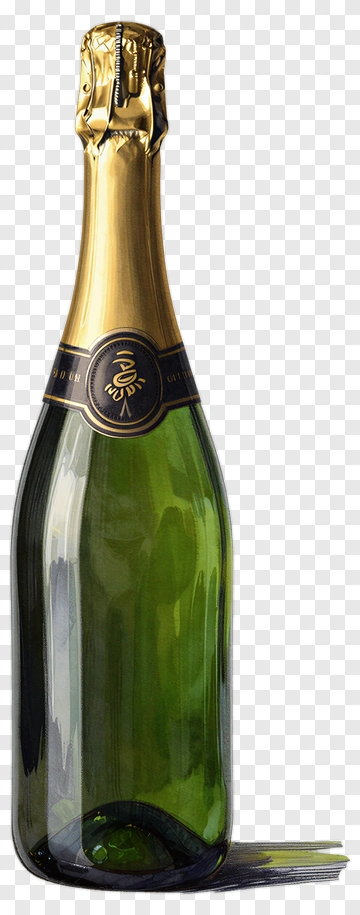 Champagne Bottle With Gold Foil Seal PNG