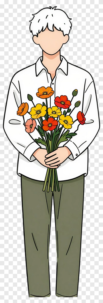 Person Holding A Bouquet Of Colorful Flowers PNG