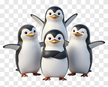 Cartoon Penguins Group PNG
