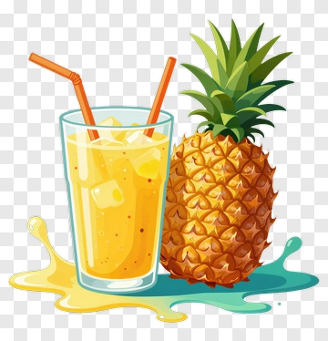 Pineapple Juice With Straw And Pineapple PNG