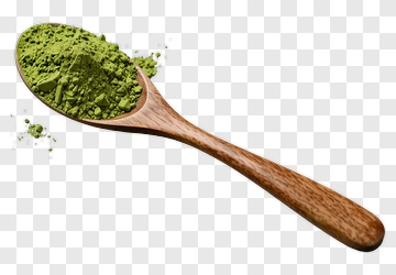 Wooden Spoon With Green Powder PNG