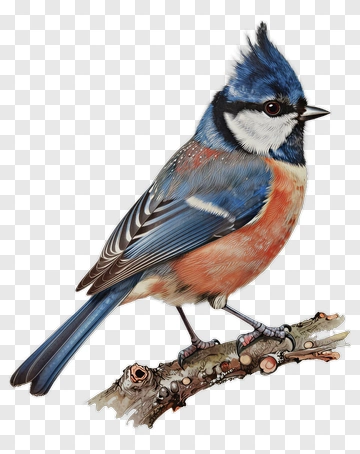 Blue Bird Perched On A Branch PNG