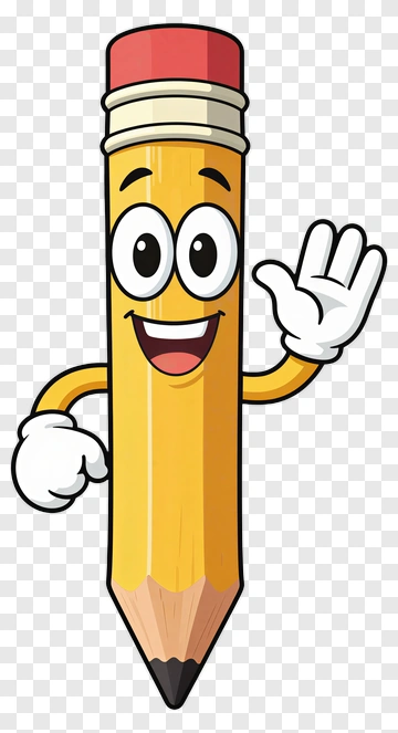 Cartoon Pencil Waving Hello PNG